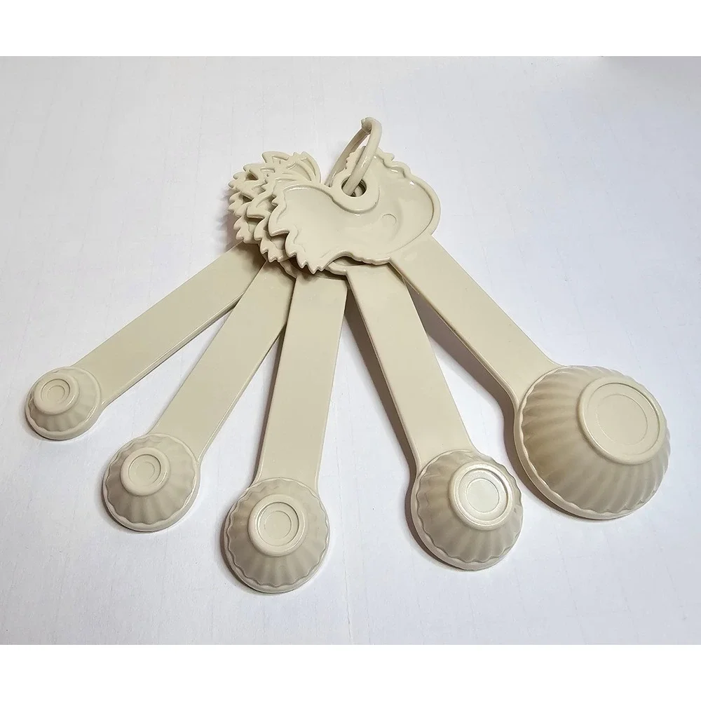 Vintage Paula Deen Cream Color‎ Rooster Measuring Cups & Spoons Set 9pc  Plastic